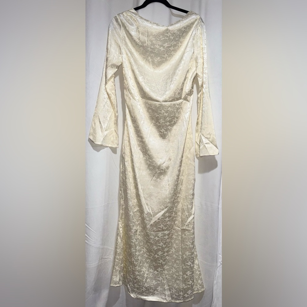 Cream Sheath Maxi Dress with Bell Sleeves